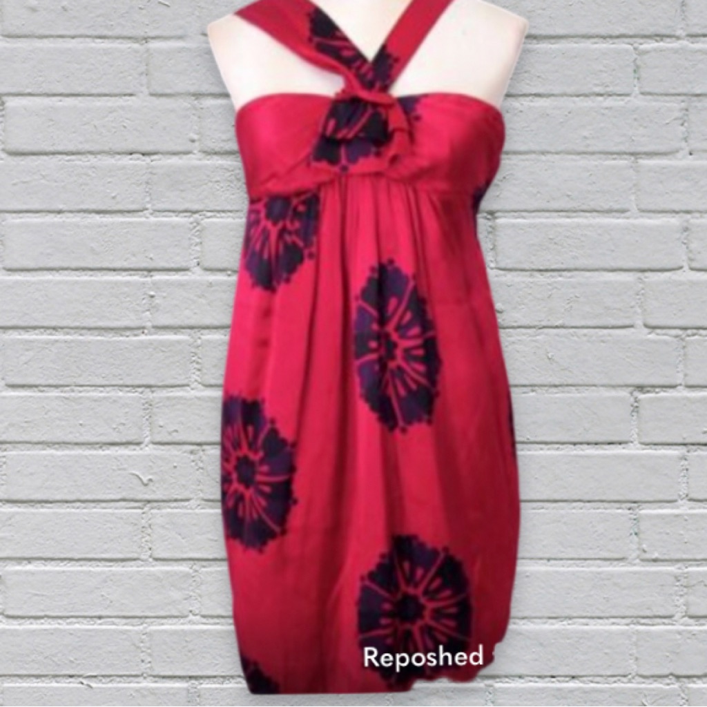 Marc By Marc Jacobs Halter Pink Red Blue Flower Mini Dress | 6
